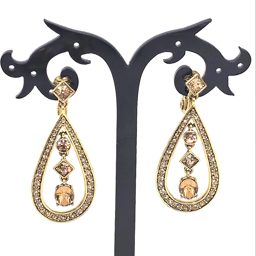 Monet Clip-On Dangle Earrings Gold-tone Vintage
